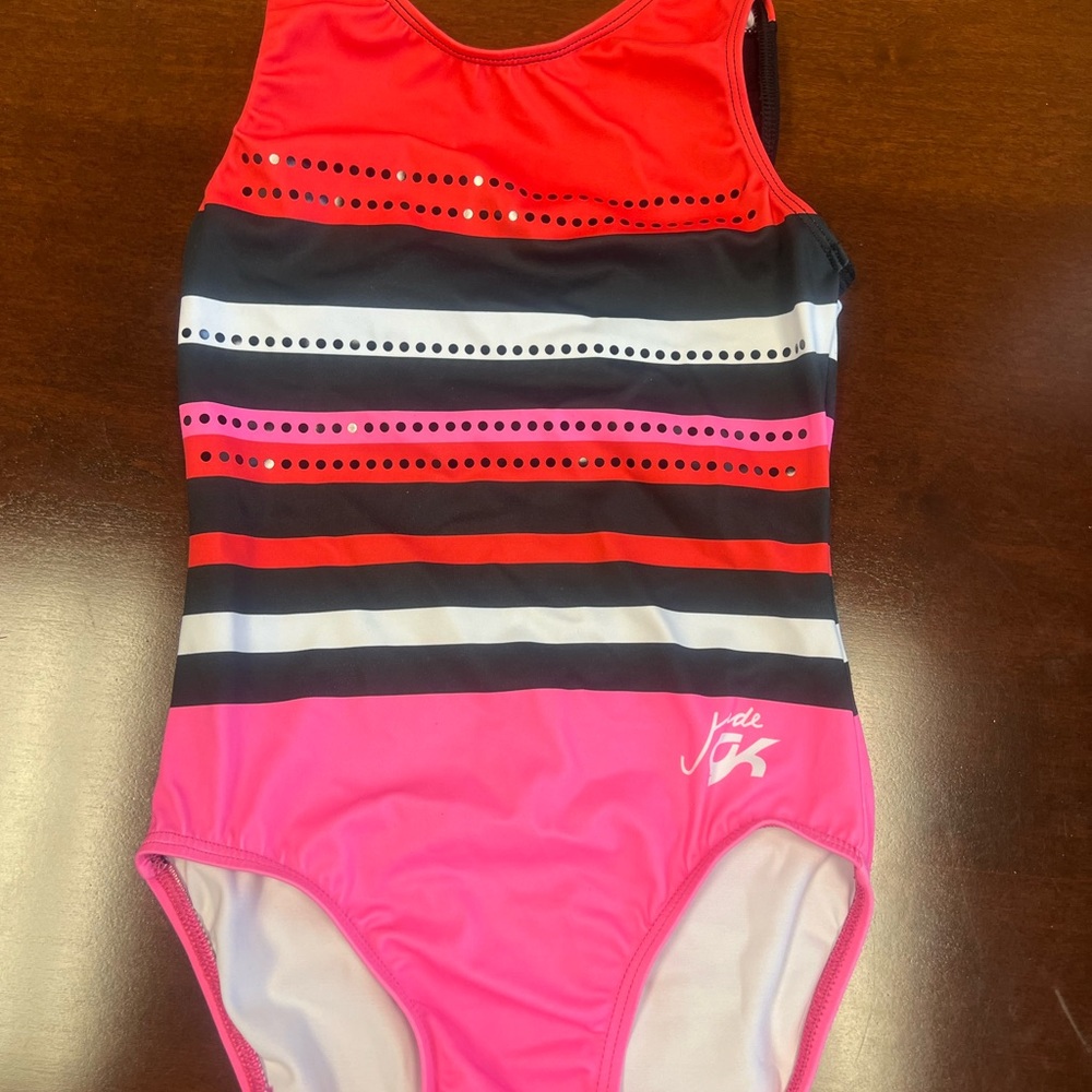 Jade GK Leotard- Pink and Black Striped